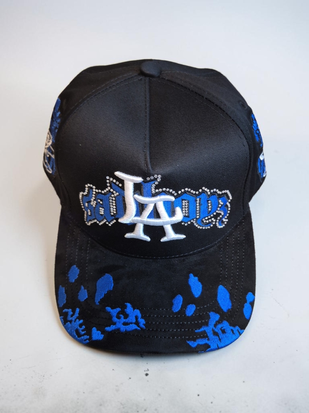 dh x $B Black Blue Graphic Snapback Hat Adjustable Men Streetwear